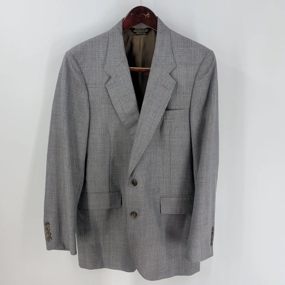 Ambassador Suiting Two Button Front Notch Collar Sport Coat Blazer‎ Gray Sz 36S